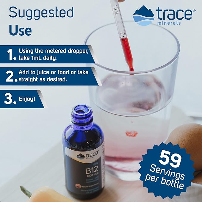 Trace Minerals | Liquid Ionic Vitamin B12 1000 1000 mcg 2 fl 59 Servings
