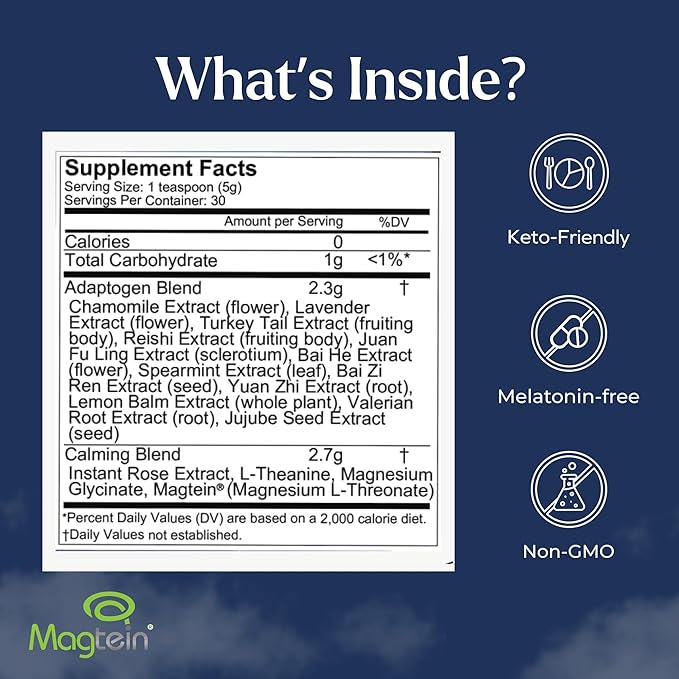 MoonBrew Magnesium Sleep Tea: Natural Melatonin-Free 14 Superfoods Whole30 & 30 Servings (4) Pack