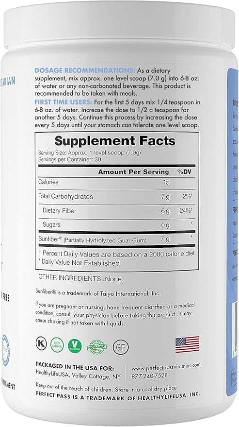 Prebiotic PHGG Partially Hydrolyzed Guar Gum 210g Powder 100% Natural
