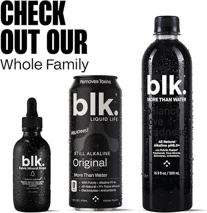 blk. PH 8+ Natural Mineral Alkaline Water Drops Electrolyte Infused with Fulvic and Amino Acids, Zero Sugar, 2oz.