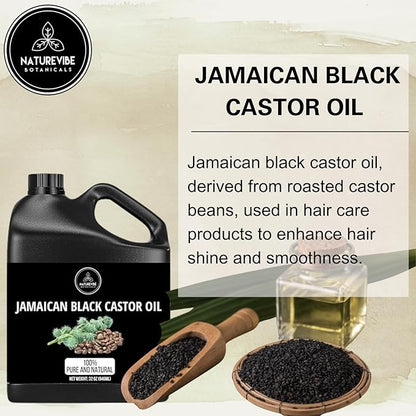 Naturevibe Botanicals Jamaican Black Castor Oil 32 Ounces 100% Pure