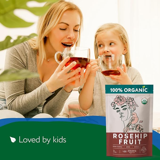Organic Rosehip Tea Loose (PACK of 2) - Rose Hip Berries Dried - Rose Canina - Immune Support, Antioxidant Tea