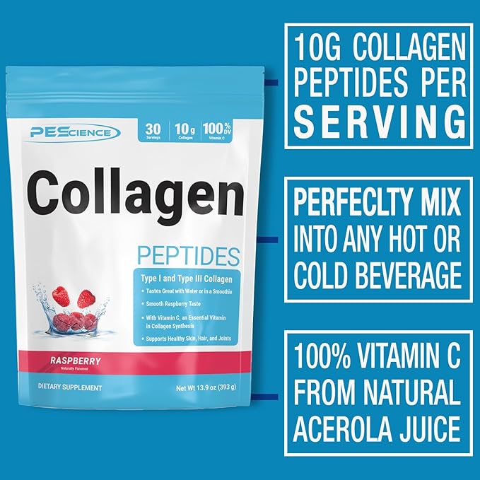 PEScience Collagen Peptides Powder, Hydrolyzed Collagen 30 Servings,