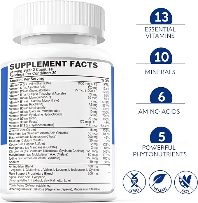34-in-1 Multivitamin for Men 50 Plus, 120 Vegan