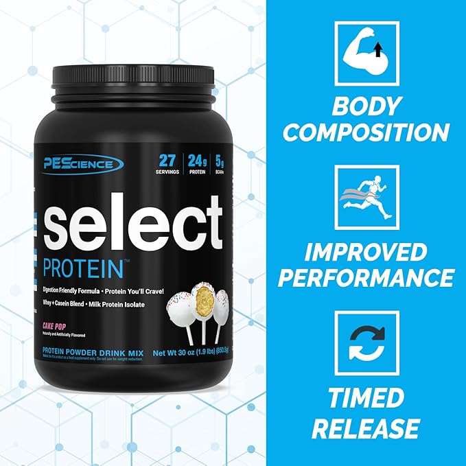 PEScience Select Low Carb Protein Powder, Cake Pop, 27 Serving, Keto Friendly and Gluten Free