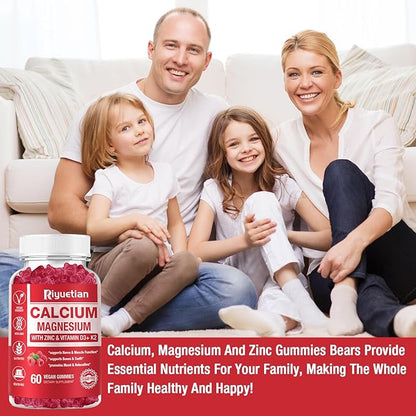 2 Pack Calcium Magnesium Zinc Gummies D3 Supplement, 120 Count
