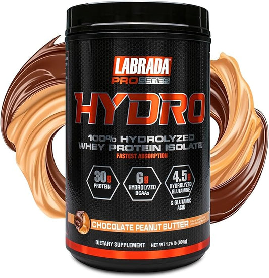 LABRADA HYDRO 100% Pure Hydrolyzed Whey 6g BCAA’s, 4.5g Glutamine, 20 Servings