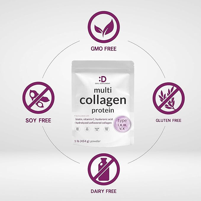 Multi Collagen Protein Powder,1Lb 10000mcg, Vitamin