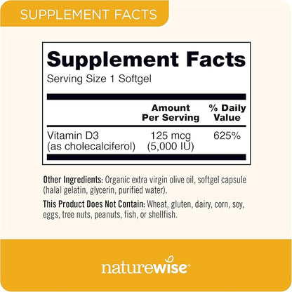 NatureWise Vitamin D3 5000iu (125 mcg) 30 Count