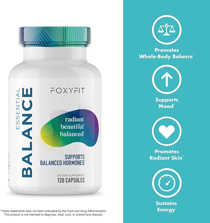 Essential Balance Hormonal Support and Vitamin Supplement for Women by Foxy Fit – Antioxidant, Healthy Skin & Hair for Daily Use* (30 Servings)
