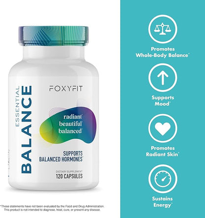 Essential Balance Hormonal Support and Vitamin Supplement for Women by Foxy Fit – Antioxidant, Healthy Skin & Hair for Daily Use* (30 Servings)