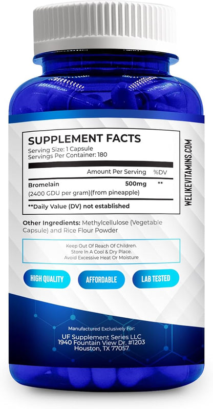We Like Vitamins Bromelain 500mg Capsules 2400GDU/g - 180 Capsules