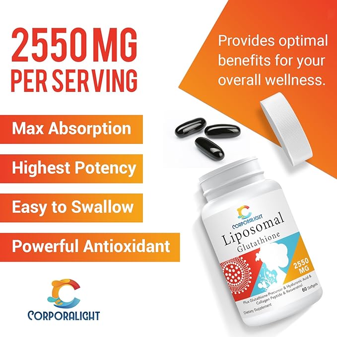 2550mg Liposomal Glutathione Softgel, Highest Absorption, 180 Softgels