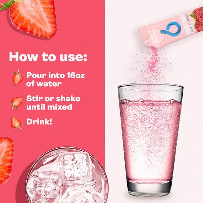 Pre and Post Drinking Liver Support for Morning Recovery | Electrolyte + Vitamins and Mineral Hydration Packs | Perfect After a Night Out | Vacation and Travel Essential (16 Pack, Strawberry)