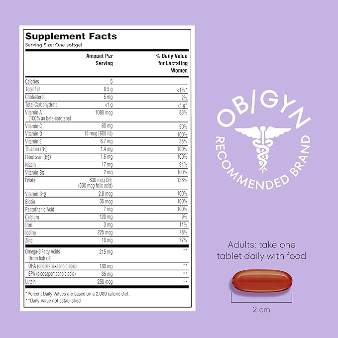 ONE A DAY Postnatal Complete Multivitamin Omega-3 DHA, 60 Count