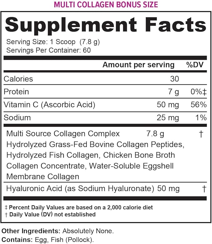 Multi Collagen Peptides Plus Hyaluronic Acid 60 Servings