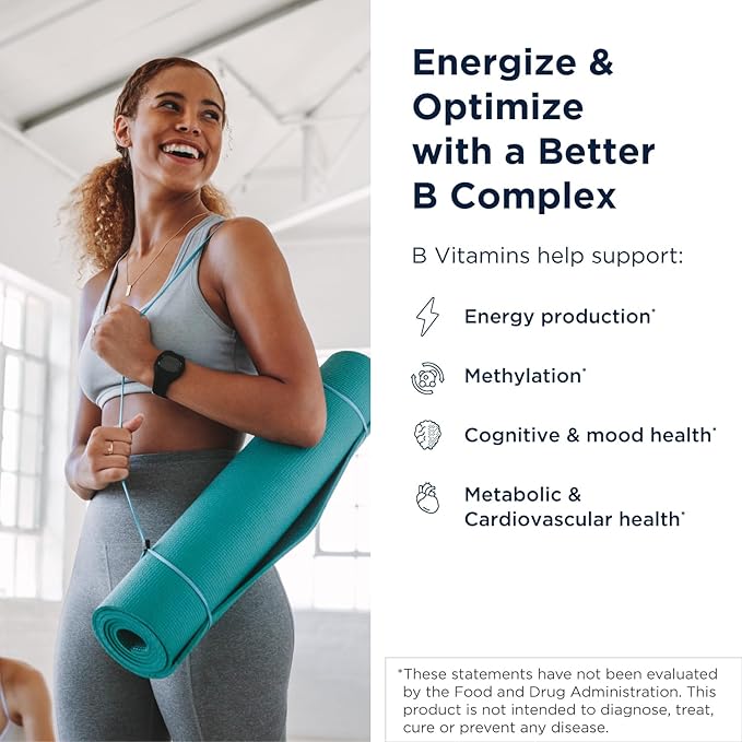 Designs for Health Methylated Vitamin B Complex B12 Vitamins, B1, B3, B3, Niacin, B6, Folate (120 Capsules)
