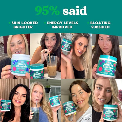 Simply Nature's Promise Blossom Nutrition - Daily Greens & Superfood Powder + Collagen + Probiotics for Women's Digestive Health & Bloating Relief. Help Your Health Bloom - 3 Month Supply