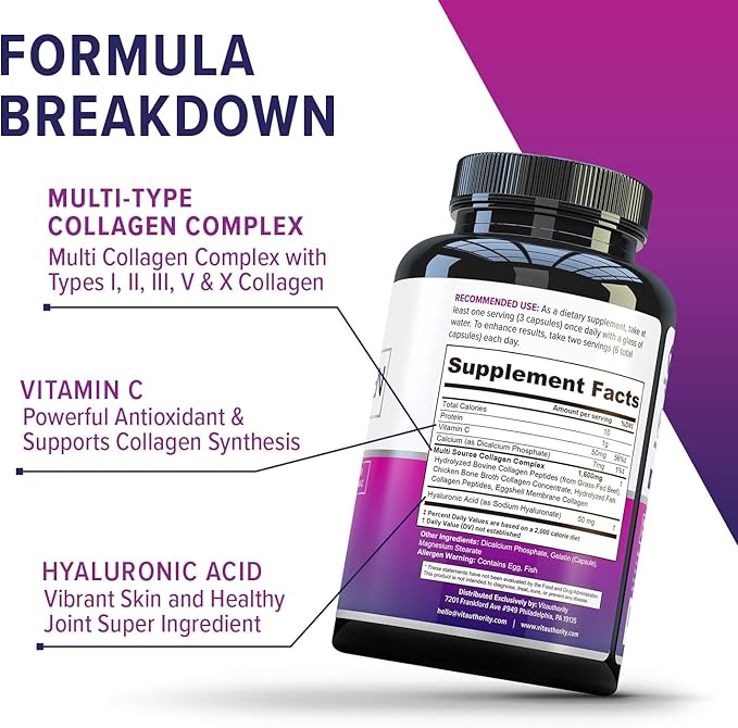 Vitauthority Multi Collagen Pills for Women 60 Servings