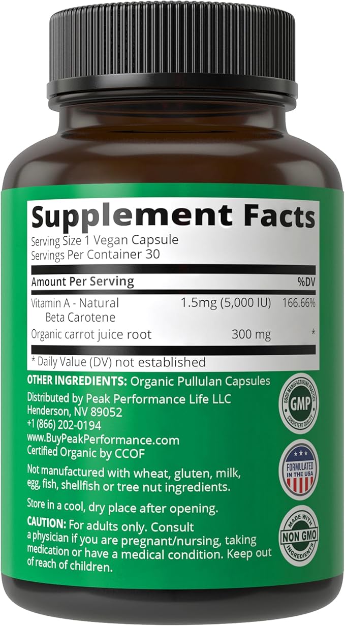 Peak Performance Certified Organic Vitamin A 5000 IU