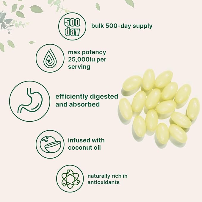 Micro Ingredients Maximum Strength Vitamin A 25000 IU 500 Softgels