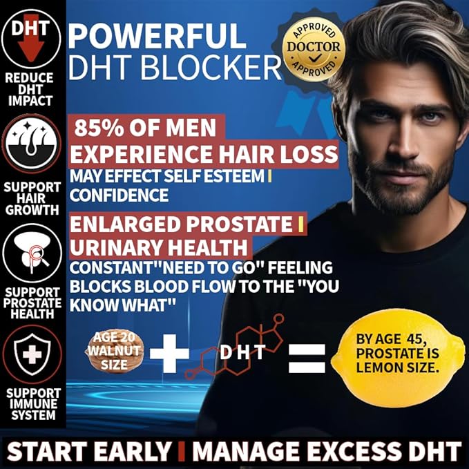 [Men Over 30, Power UP ]- Hair Thinning? Low Manhood Energy? Doctor endorsed, Comprehensive Support for Vitality, Manhood, Hair Support, Focus, All While combating Negative DHT Effects
