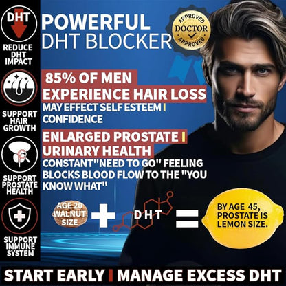 [Men Over 30, Power UP ]- Hair Thinning? Low Manhood Energy? Doctor endorsed, Comprehensive Support for Vitality, Manhood, Hair Support, Focus, All While combating Negative DHT Effects