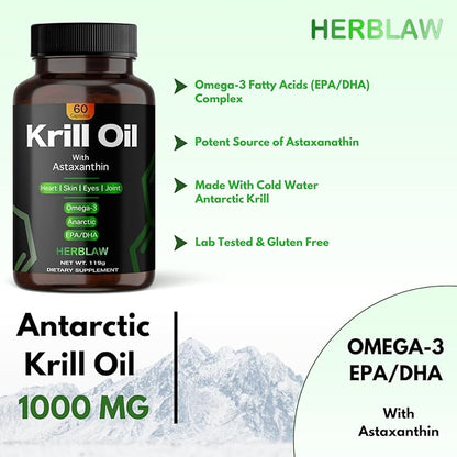 Antarctic Krill Oil 1000mg | Omega-3 | 60 Softgels