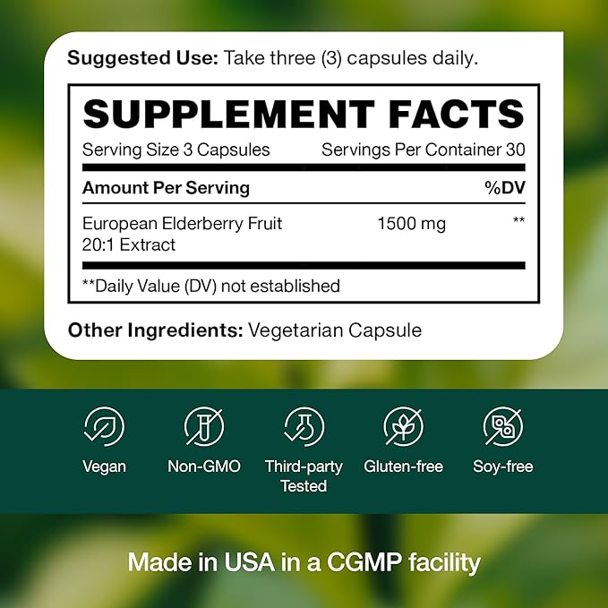Elderberry Immune Support – Strongest DNA 1800mg Sambucus
