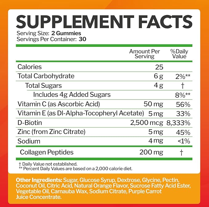 Collagen Peptides Gummies with Biotin, Vitamin 60 Gummies