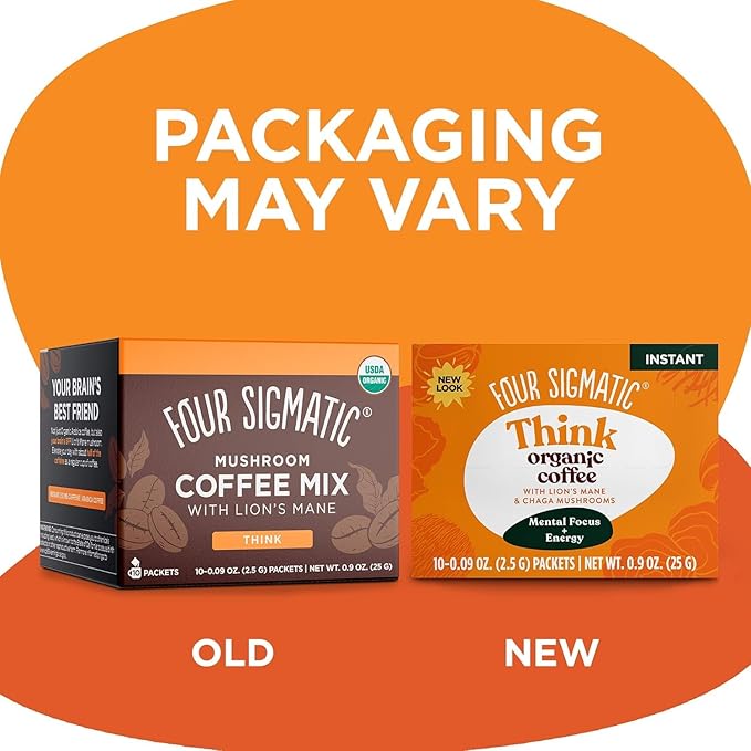 Four Sigmatic Focus Organic Mushroom Coffee | Instant Mushroom Coffee Mix with Lion's Mane, Chaga and Rhodiola for Better Focus and Immune Support | 10 Packets