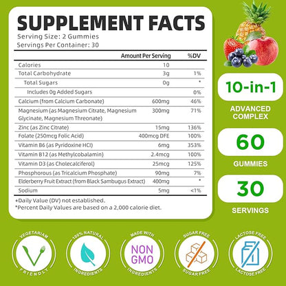 Calcium Magnesium Zinc Supplement with Vitamin D3, Sugar 120 Count