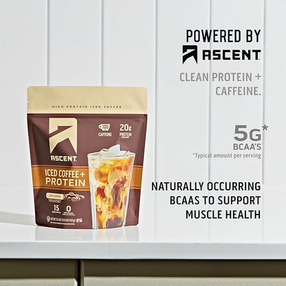 Ascent Iced Coffee Protein Powder 20 g 100 mg 15 Servings
