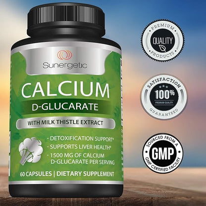 Sunergetic Premium Calcium D-Glucarate Supplement 500mg of 60 Capsules