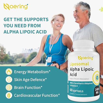 Liposomal Alpha Lipoic Acid 1400mg Softgels, 1000mg, Ubiquinol CoQ10) 100mg 100mg and 10mg,Alpha-Lipoic Acid 600 Softgels