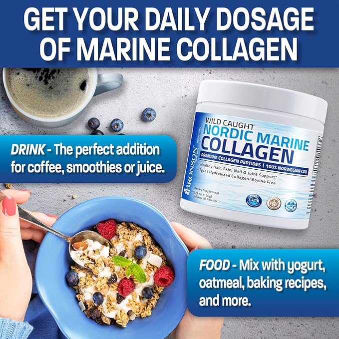 Bronson Marine Collagen Peptides Hydrolyzed Protein 100% Wild 150g (5.29oz) (5.29oz)