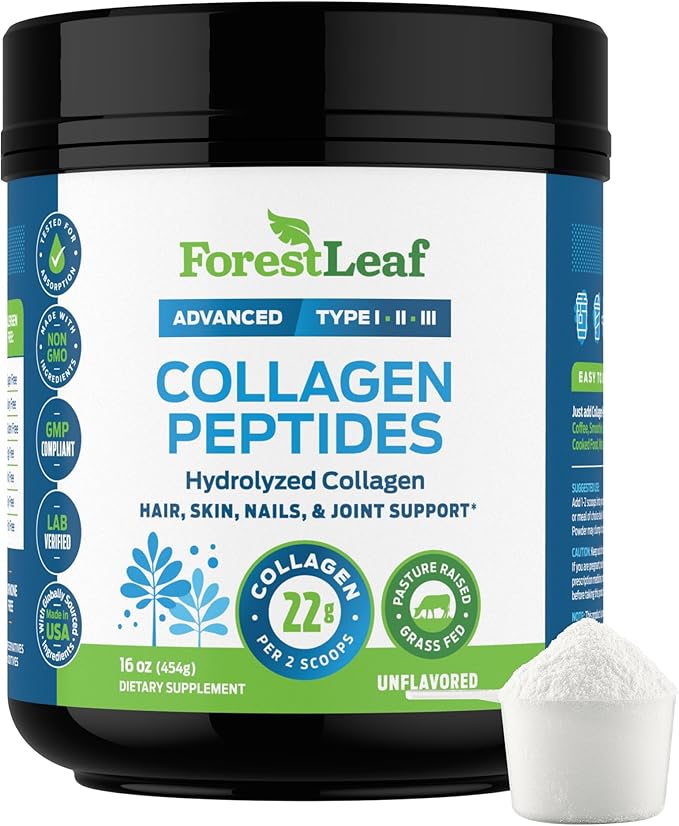Collagen Peptides Powder Unflavored 1, 2 2 & 3 - 11g Per