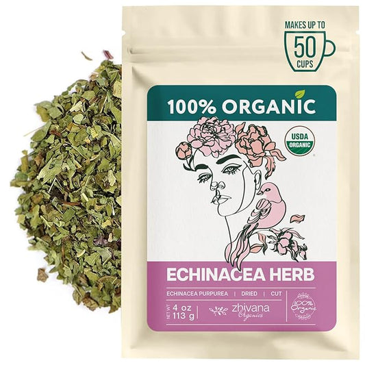 Organic Echinacea Tea (4 oz.) – Echinacea Herb (Echinacea Purpurea) – Immune Support, Respiratory, Digestion – Loose Leaf Herbal Tea - Equinacea Organica