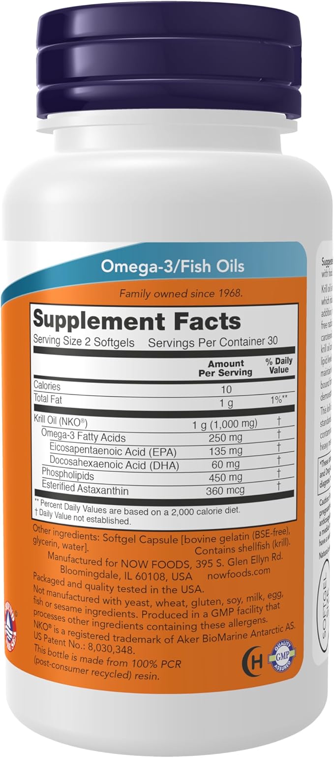 NOW Supplements, Neptune Krill Oil 500 Omega-3, Cardiovascular 60 Softgels