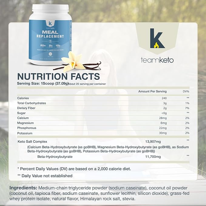 Meal Replacement Powder Gluten Free Contains 100% natural 742g-Vanilla