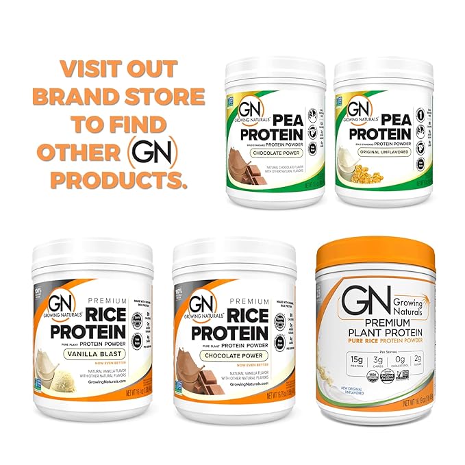 Growing Naturals Vanilla Rice Powder 15g 2.8G BCAA, (2 Pound 1))