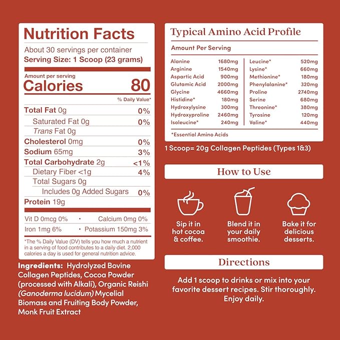 Further Food Chocolate Collagen Peptides Powder, 1 & 3 Protein, 24.34 oz