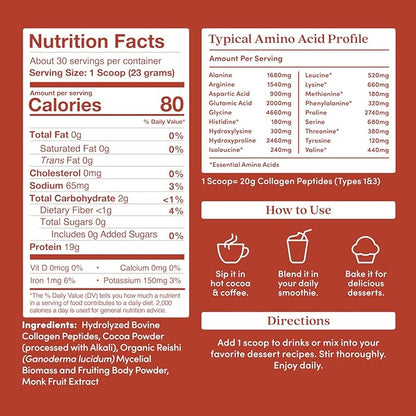 Further Food Chocolate Collagen Peptides Powder, 1 & 3 Protein, 24.34 oz