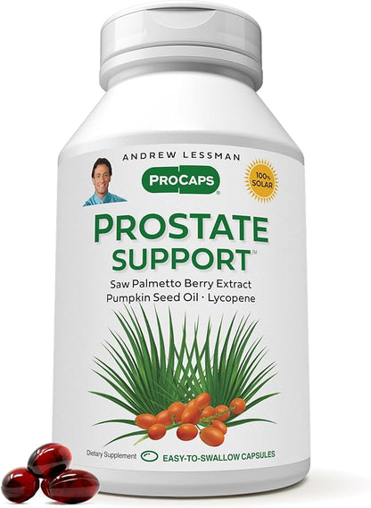 ANDREW LESSMAN Prostate Support Supplement for Men's Health, 60 Softgels, No Additives - Saw Palmetto for Men, Pumpkin Seed Oil, Lycopene & Omega-3 for Prostate Health, Urinary & Bladder Function