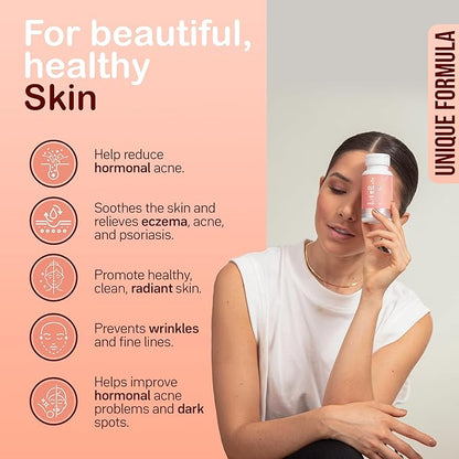 YOU'RE NATURAL Clean Skin Supplement | Acne Support | Skin Support Vitamins for Women, Men & Teens, Vitamin A, Zinc, DHA, Vitamin B3, Vitamin C, Vitamin E - Gluten Free - Made in USA - 60 Capsules