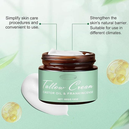 Grass-fed Tallow with Frankincense Oil & Castor oil,Tallow Moisturizer for Skin, Tallow and Manuka Honey Balm for Face & Body (1)