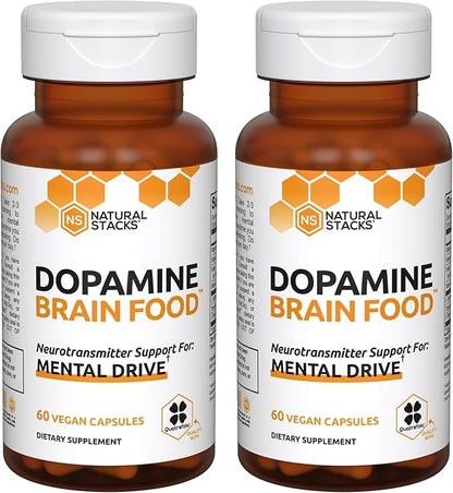 NATURAL STACKS Dopamine Brain Food - 650mg L-Tyrosine Supplement - Dopamine Supplement for Focus & Mental Drive - Supports Mental Energy - Neurotransmitter Support with B Vitamins - 120 Capsules