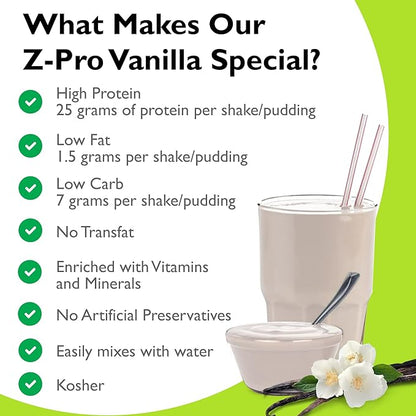 Z-Pro Vanilla Protein Drink Mix 25g Protein 14 Packets- ZPro25