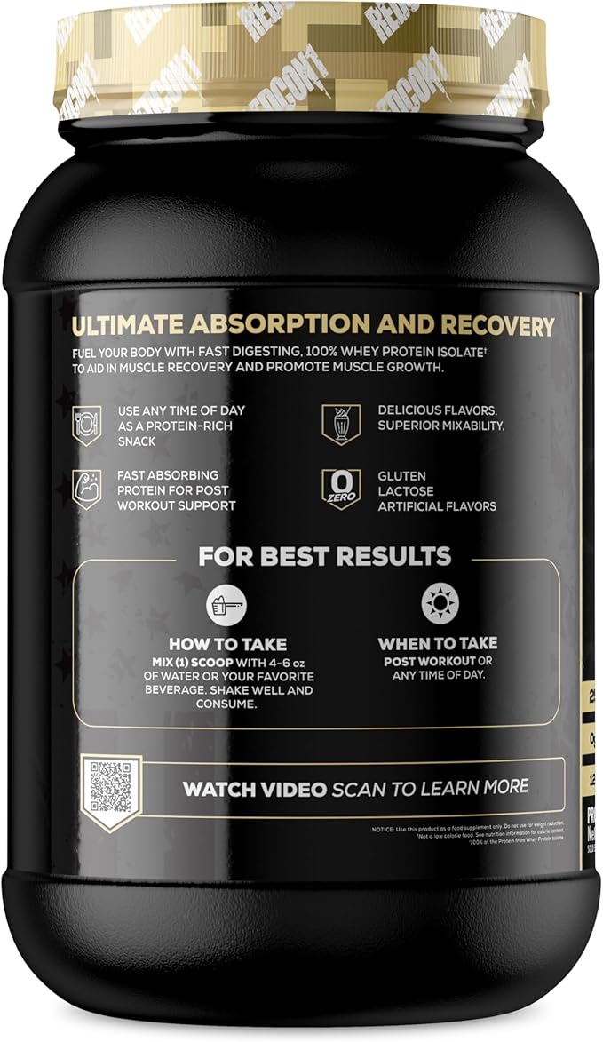 REDCON1 Isotope 100% Whey Isolate, Vanilla - Keto Friendly Whey Protein Powder - Low Carb + Sugar Free Whey Protein Isolate - Lactose Free Keto Protein Powder (30 Servings)