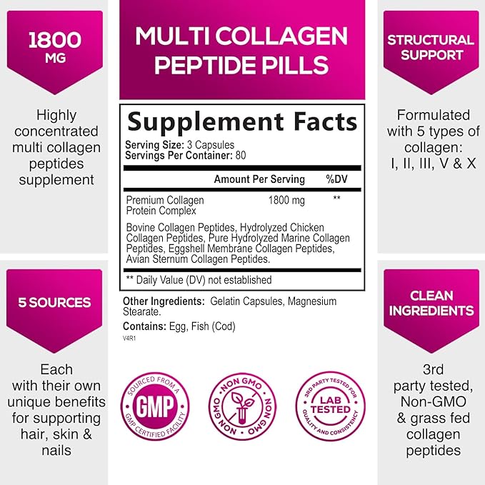 Collagen Peptides for Women & Men, 240 Capsules